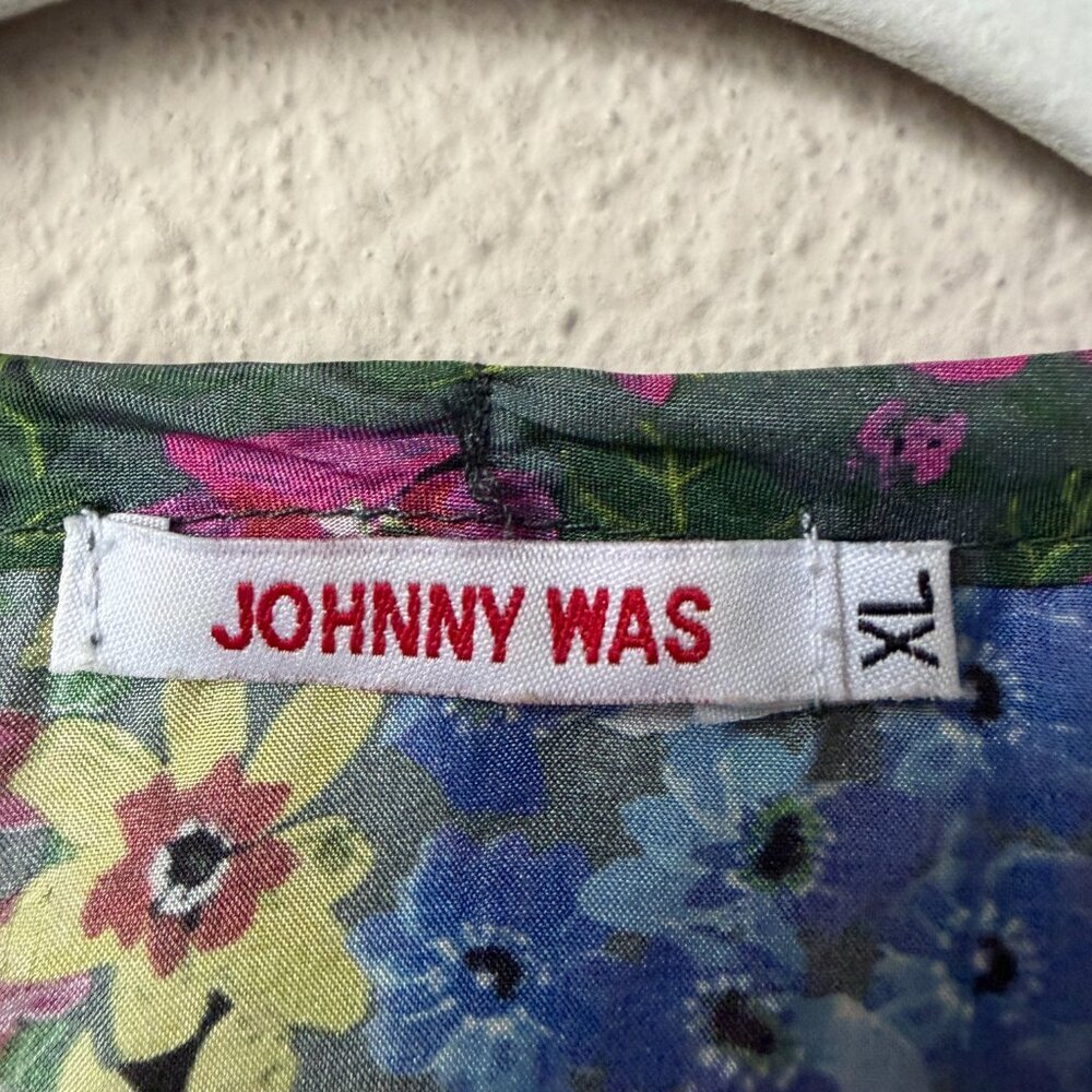 Johnny Was Daisy Patchwork Floral Silk Tunic Top Size XL - Picture 4 of 6